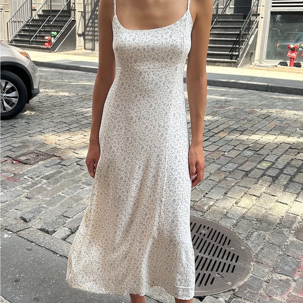 Brandy Melville Blue floral Colleen Slip Dress